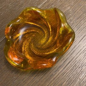 Vintage Amberina Swirl Candy/Nut/Trinket Dish w/ textured bottom.  (Fenton?)